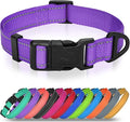 Joytale Large Dog Collar, Reflective and Adjustable Nylon Pet Collar with Quick-Release Buckle for Large Dogs, Purple, L