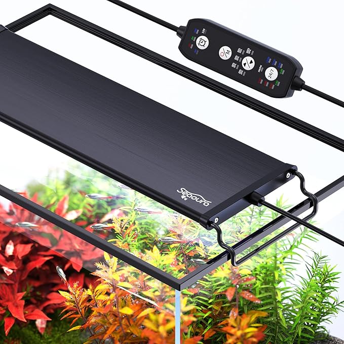 SEAOURA 24/7 Mode LED Aquarium Light for Plants-Sunrise-Daylight-Moonlight Mode, Fish Tank Light with Auto On/Off, 7 Colors, Adjustable Timer/Brightness for 36 Inch to 42 in Freshwater Tank