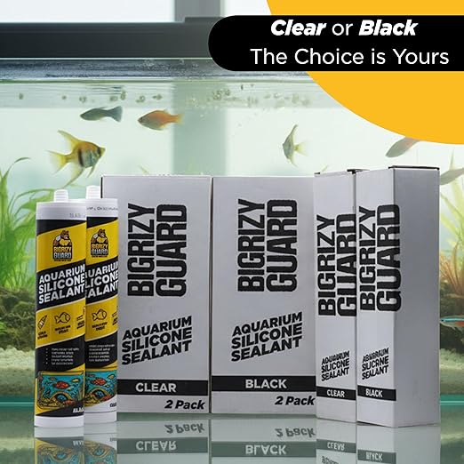 Aquarium Silicone Sealant Clear 2x10.14 Fl oz Cartridge - Aquarium Safe Silicone for Fish & Plants, 100% Waterproof, Non-Toxic, Solvent Free, Strong Bond, Fast Cure, Transparent (2 Pack)