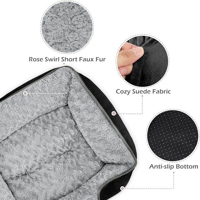 INVENHO Large Dog Bed Rectangle Washable Orthopedic Soft Calming Sleeping Durable Pet Cuddler with Anti-Slip Bottom