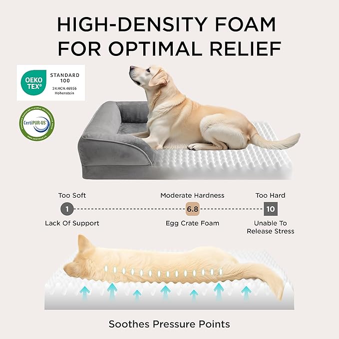 Bedsure Orthopedic Dog Bed Medium Size Dogs - Washable Medium Dog Cat Bed Waterproof, Comfort Pet Couch Sofa with Washable Removable Cover, Pets Bed with Nonskid Bottom, Moss Green, 28"