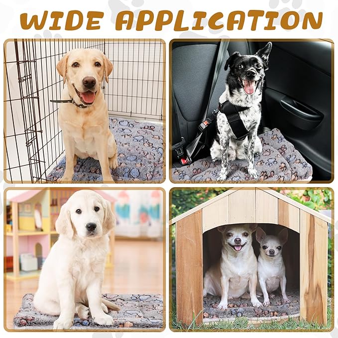 Tuanse 4 Pack Ultra Soft Dog Cat Bed Mat Small Animal Guinea Pig Bed with Cute Print Reversible Fleece Dog Crate Kennel Pad Cozy Washable Thickened Hamster Pet Beds Mat(23 x 18 Inches,Gray)