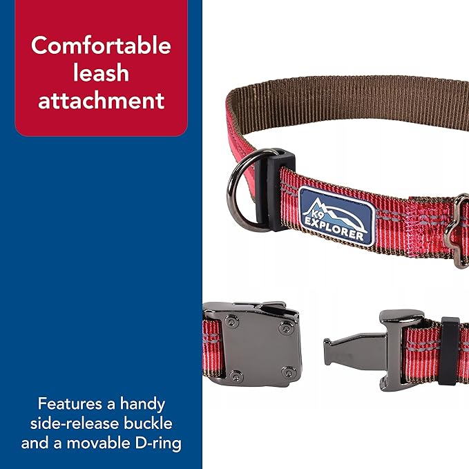 Coastal Pet K9 Explorer Reflective Adjustable Dog Collar - Comfortable Collar for The Outdoors - Durable, Lightweight Accessory with Side-Release Buckle - Campfire Orange, 5/8" x 10-14"