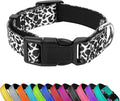 Reflective Dog Collar, Adjustable Soft Neoprene Padded Nylon Pet Collars with Buckle for Puppy and Small Dogs, Cats, Black White Cow,S