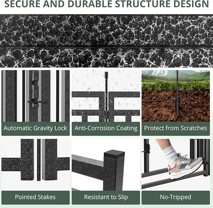 Dog Fence Outdoor for Yard Indoor Dog Playpen 40" Height 48 Panels Portable Dog Pen Metal Dog Kennel for RV Camping(Black-Silver)