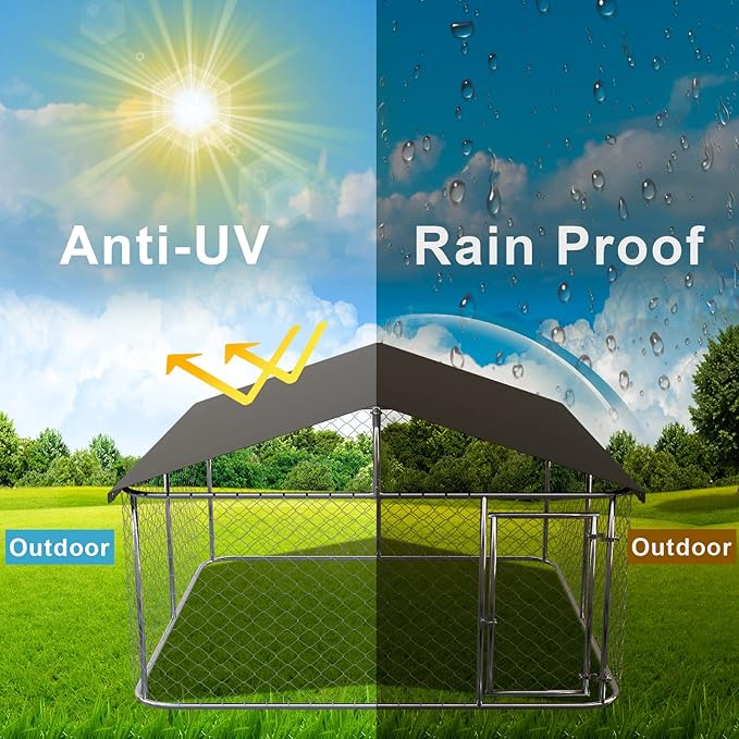 78"x 78" Outdoor Dog Enclosure Heavy Duty Dog Kennel House Mesh Dog Big Cage Pet Kennel Steel Fence with Secure Lock