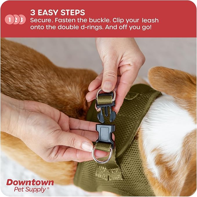 Downtown Pet Supply Step in Dog Harness for Small Dogs No Pull, X-Small, Hunter Green - Adjustable Harness with Padded Mesh Fabric and Reflective Trim - Buckle Strap Harness for Dogs