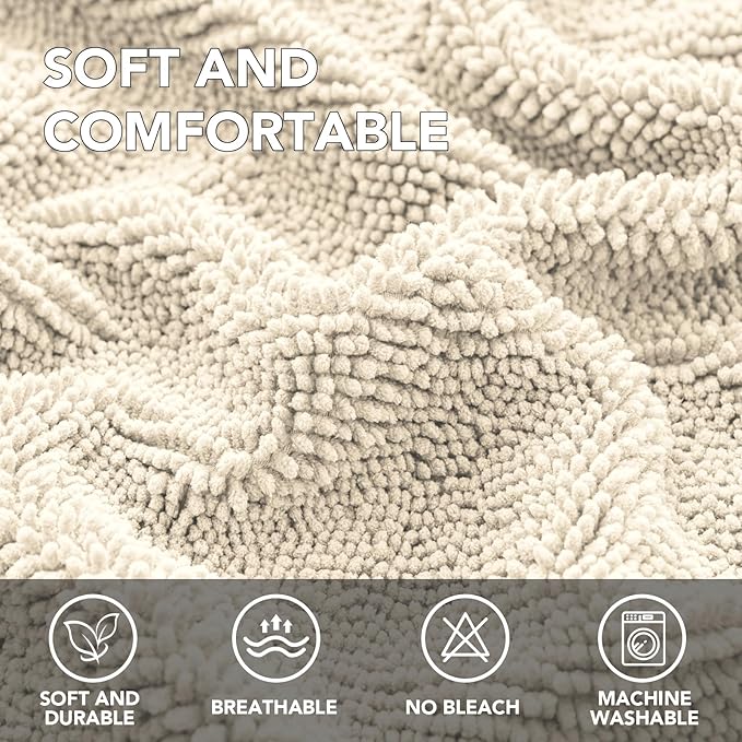 H.VERSAILTEX Non Slip Pet Couch Cover Chenille Dog Bed Protector Thick Soft Sofa Slipcover Pet Friendly Washable Couch Cushion Covers for Pets (30" x 70", Ivory)