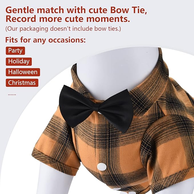 Koneseve Dog Shirt Plaid Dog Clothes for Small Dogs Boy Girl Cat Clothes Soft Puppy Outfit Adorable Pet T-Shirts Kitten Grid Costume Apparel Thanksgiving Christmas Clothing (Yellow; XL/Extra Large)