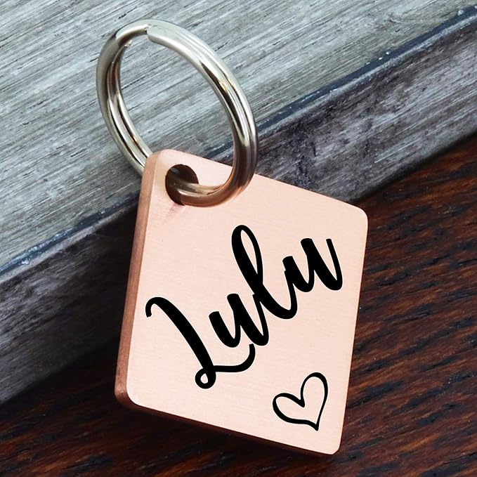 Ultra Joys Dog ID Tag, Custom Dog Tag Personalized Cat Tag, Pet ID Tag, Brushed Stainless Steel Diamond Dog Tag Rose Gold Small