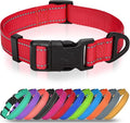 Joytale Small Dog Collar, Reflective and Adjustable Nylon Collar with Quick-Release Buckle, Lightweight No-Choke Design for Small Dogs, Red, 3/4" Width