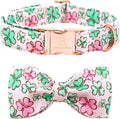 Lionheart glory Dog Bow Collar St. Patrick's Day Dog Collar for X-Small Dogs, Adjustable Green Collars Lucky Clover Shamrock Dog Collar with Bowtie Puppy Collar Bows