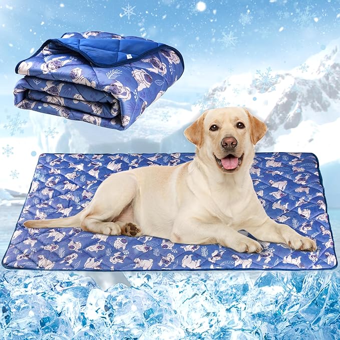 Dog Cooling Mat, Washable Dogs Cats Pet Non-Toxic Cooling Pads Summer Sleeping Kennel Mats，Pet Self Cool Ice Blanket for Indoor & Outdoor Dog Beach Essentials Medium