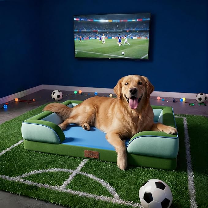 Comfort Expression Orthopedic Dog Bed for Large Dogs 36x27 Inch, Waterproof Egg Crate Foam Large Pet Bed with Removable Bolsters, Dog Couch with Washable Cover & Non-Slip Bottom, Boston