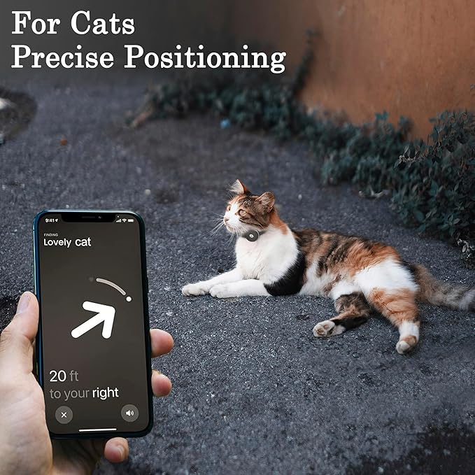 OOPSDOGGY Reflective Leather AirTag Cat Collar with Bell - Non Breakaway Adjustable Pet Collar with Apple Air Tag Holder - Lightweight GPS Kitten Collars for Small Dogs Puppy (Graphite)