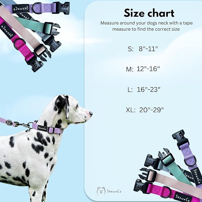 ShawnCo Dream Walk Dog Collar- Premium, Adjustable and Comfortable Pet Collar for Small, Medium, Large and Extra Large Dogs (M, Pacific Blue)