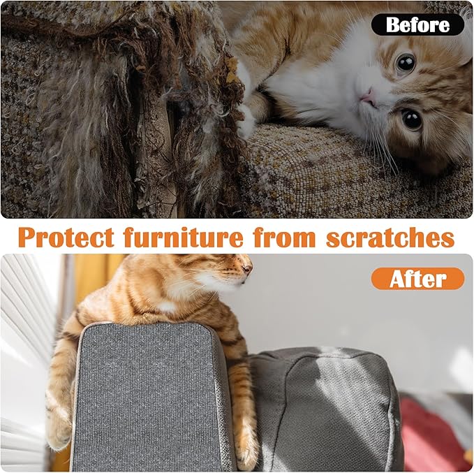 Cat Scratch Furniture Protector - 118" x 15.8" Trimmable Self-Adhesive Cats Claws Scratch Pads, DIY Cat Climbing Couch Protector for Scratch Post Cat Tree Replacement Indoor (Light Gray)
