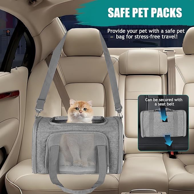 Top tasta Dog Cat Carrier Pet Carriers for Small Medium Large Cats Dogs Carrier Soft Sided Small Puppy Dog Carrier Portable Foldable Airline Approved Dog Cat Travel Carrier Grey Large