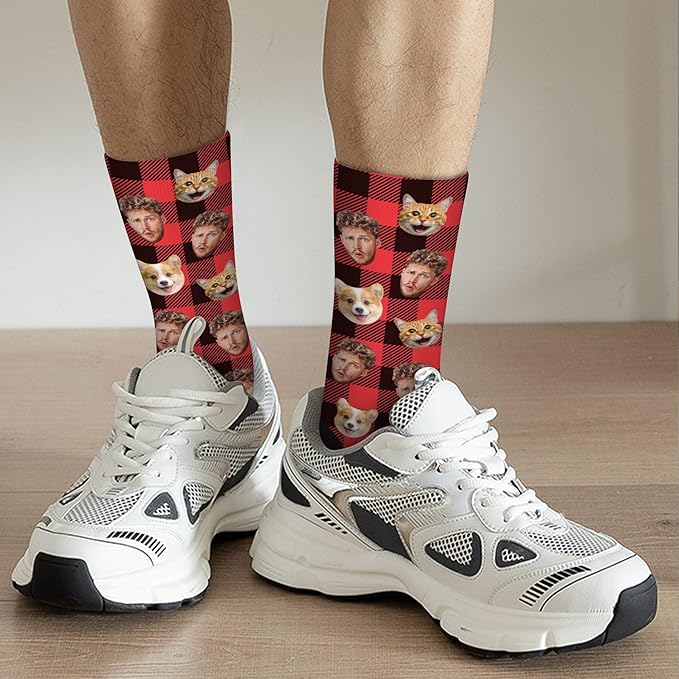 D-Story Custom Face Socks, Personalized Photo Picture on Socks, Unisex Athletic Crew Socks for Men Women