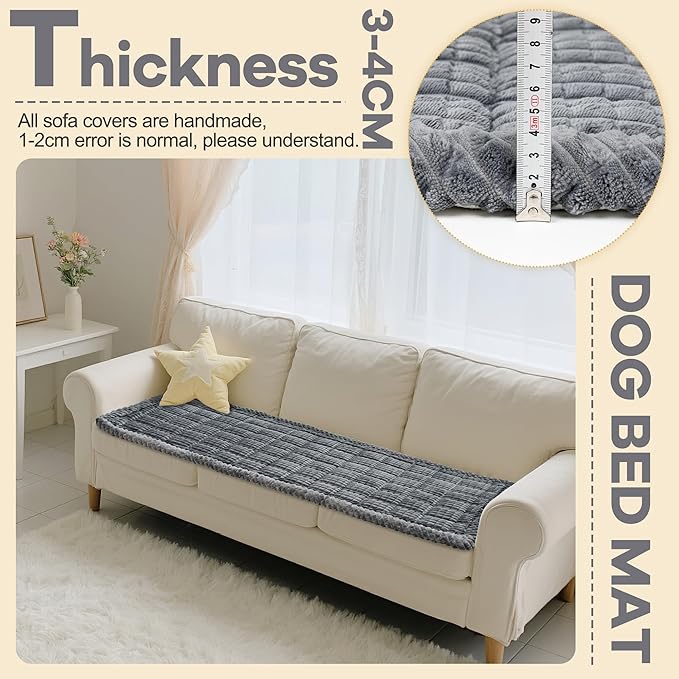 Washable Dog Couch Cover Protector, Non Slip Dog Bed Mat Machine Washable Large Blanket for Dogs, Pet Couches Covers for Sofa (Grey, 27.6 * 82.7 '')