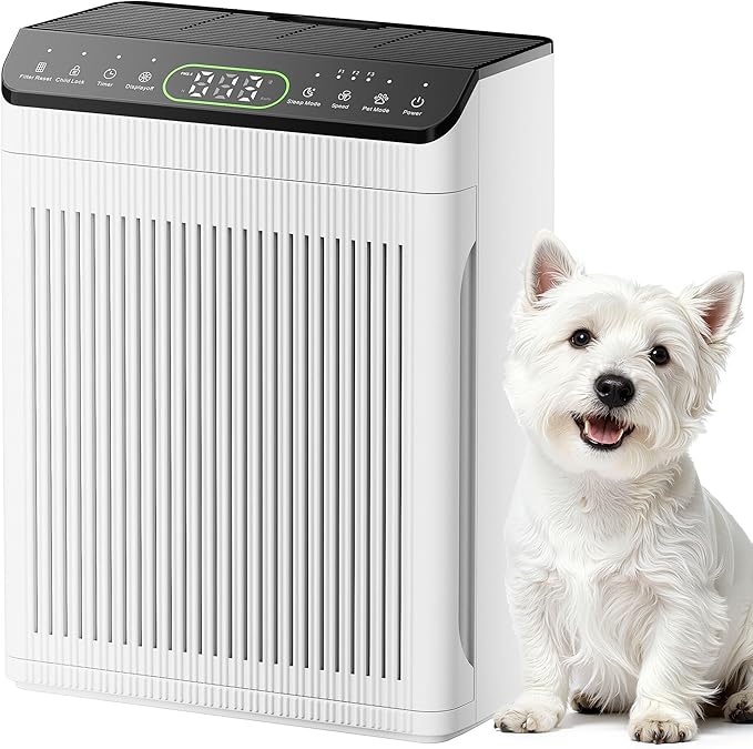 Air Purifiers for Home Large Room up to 2200sq.ft with Washable Filters, EVALIT Air Purifiers for Bedroom with Fragrance, PM 2.5 Display Air Quality Sensor for Smoke Dust Odors, White, 1Pack+3Modes