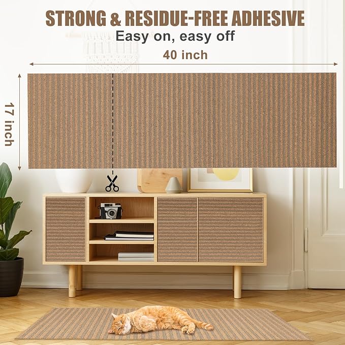 Cat Scratcher Mat-Cork Cat Scratch Pad Rug-cat Couch Protector-Wall Scratchers for Indoor Kitten Scratching&Stretching-Scratch Furniture Protector for Post&Sofas&Couch&Carpets&Floor-Gifts-40 * 17Inch