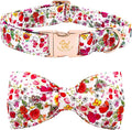 Elegant little tail Dog Collar, Pink Rose Print Pet Collar Summer Dog Collar Durable Metal Buckle Dog Collars Cotton Pet Adjustable Dog Collars for Medium Dogs