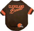 Pets First NFL Cleveland Browns Dog & Cat T-Shirt, Large. Football PET TEE Outfit with New & Updated Fashionable Stripe Design, Durable & Cute (CLE-4146-LG)