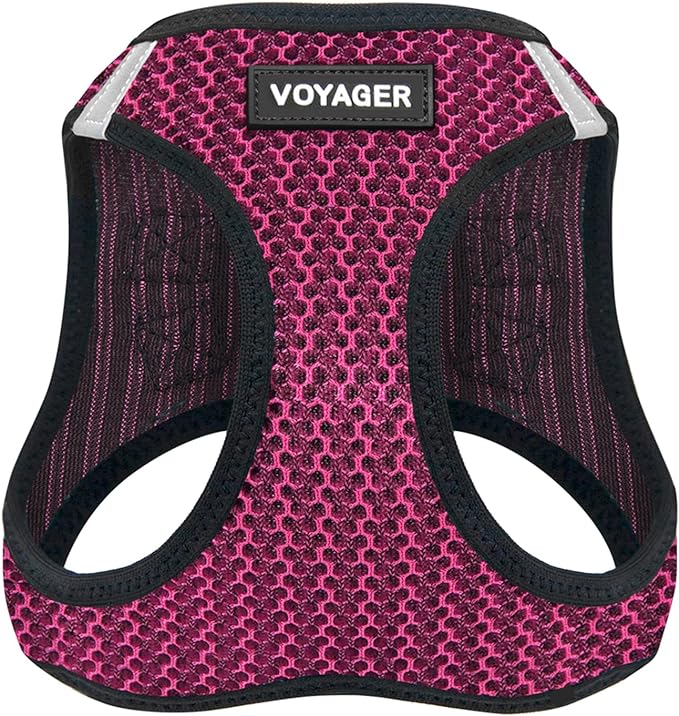 Best Pet Supplies - All Weather Mesh/Plush, Reflective, No Pull Harness for Small, Medium Dogs, Cats - Secure with Hook & Loop Fastener, Buckle, Double D-Rings - Fuchsia (2-Tone), S