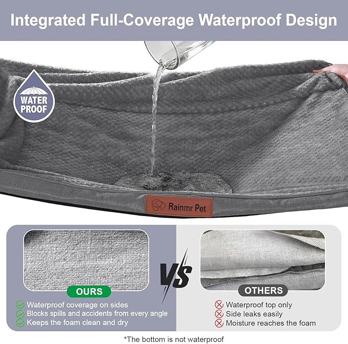 Orthopedic Dog Beds for Large Dogs, Memory Foam Dog Beds Large Sized Dogs, Washable Removable Cover, Nonskid Bottom, Waterproof, for Indoor, Outdoor, Crate ＆ Car Use, 36x27x6 Inches, Dark Grey
