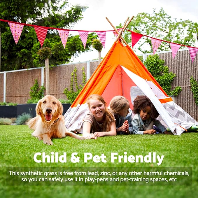 Artificial Grass Rug Outdoor Indoor 10FTX63FT Fake Grass Carpet Green Synthetic Grass Pet Turf Realistic Faux Grass Rug with Drain Holes for Garden Lawn Landscape Balcony Home Decor Patio