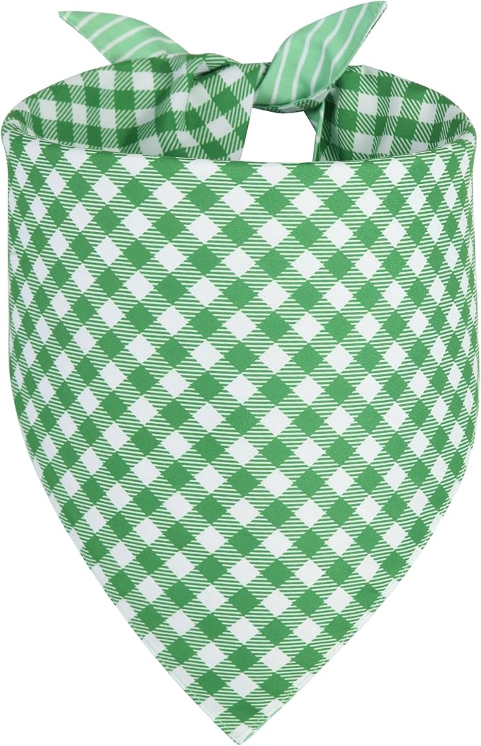Dog Bandana Green XLarge 1PCS, Summer Spring Scarf for Boy and Girl, Durable Triangle Reversible Bibs Handkerchief for Puppy Pet