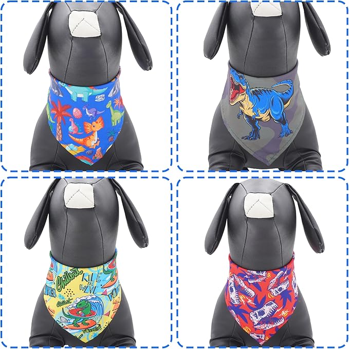 30 Pack Large Dinosaurs Dog Bandanas Stitch Dog Bandana Bulk Reversible Print One Side XXL Polyester Scarves Party Grooming L