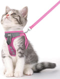 Cat Harness and Leash Set for Walking Escape Proof, Soft Adjustable Kitten Harness Breathable Mesh with Reflective Strips Harness for Kitty Puppy Bunny(Pink,S)