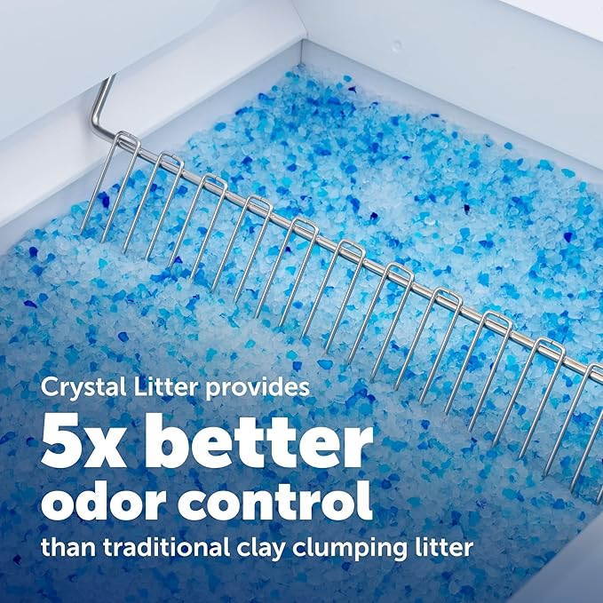 PetSafe ScoopFree Crystal Pro Legacy Self-Cleaning Automatic Litter Box - Uncovered Motion-Sensing Cat Box with Integrated Health Counter - Includes 1 Disposable Crystal Litter Tray