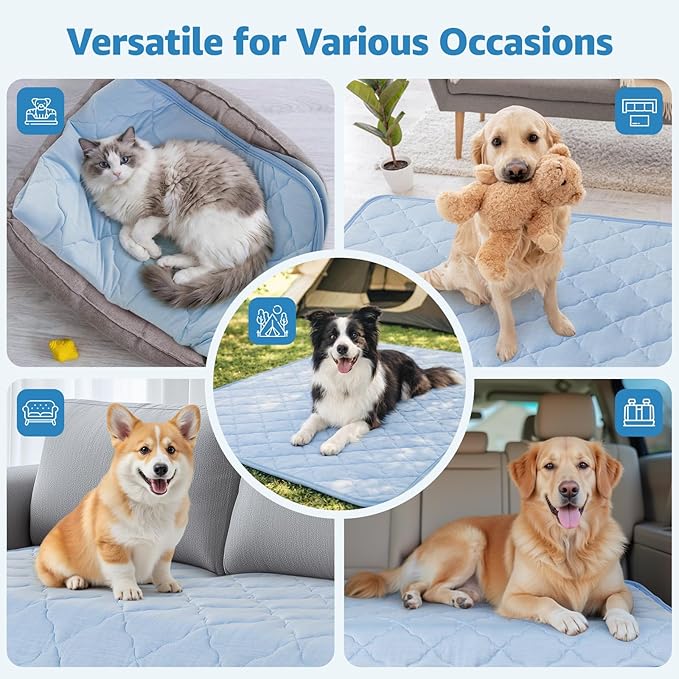 LOOBANI Dog Cooling Mat for Extra Large Dogs - 50" x 38" Cooling Mat for Summer with Anti-Slip Bottom, Durable & Leakproof Pet Cool Mat for Dogs, Cats, Indoor & Outdoor Use, Sofas, Bed, and Floor