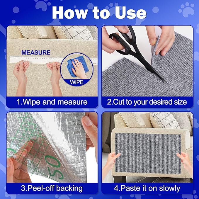 Anit Cat Scratch Couch Furniture Protector,78.7x15.8 Cat Wall Corner Scratcher Pads Mat,DIY Climbing Scratching Carpet Post Board Replacement