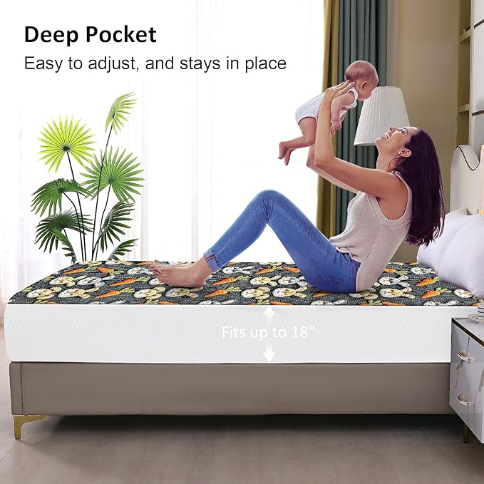Waterproof Mattress Protector King, Fitted Sheet Style Breathable Mattress Cover with Deep Pocket Fits Up to 18'', Noiseless Bed Cover for Kids Adults Pets, Machine Washable (Gray-Carrot, 76'' X 80'')
