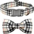 Dog Collar, Bow Dog Collar Plaid Pet Collar Dog Cute Pet Bow Soft Girl or Boy Dog Collars with Metal Buckle Adjustable Collar for Small Puppy