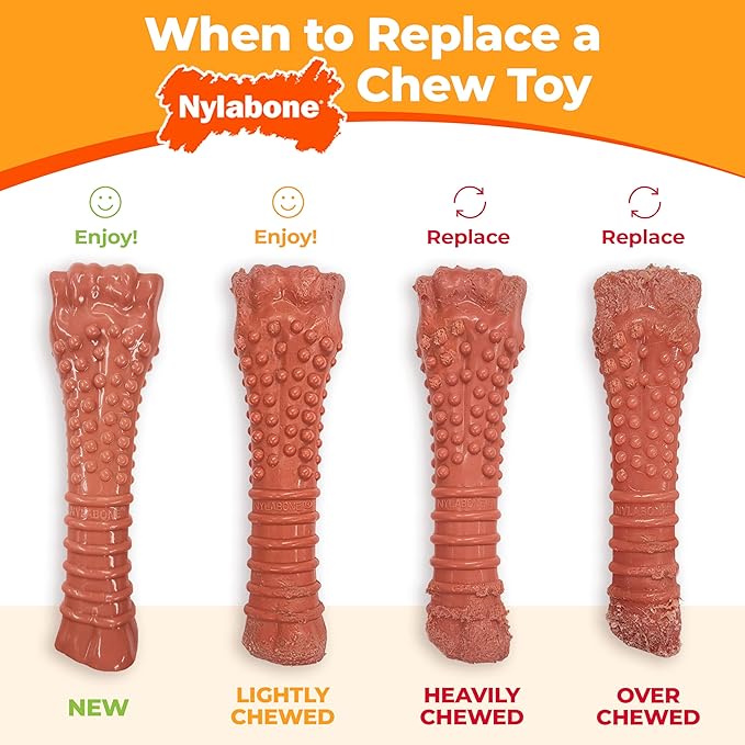Nylabone Power Chew Classic Bone Chew Toy for Dogs, Durable Dog Toys for Aggressive Chewers, Chicken Flavor, X-Small/Petite - Up to 15 lbs. (1 Count)