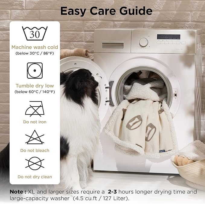 Bedsure Waterproof Dog Blankets for Small Dogs - Soft Print Sherpa Fleece Puppy Cat Blanket Washable, Cozy Plush Reversible Throw Furniture Protector for Pet Kitten Doggy, 25"X35", Beige