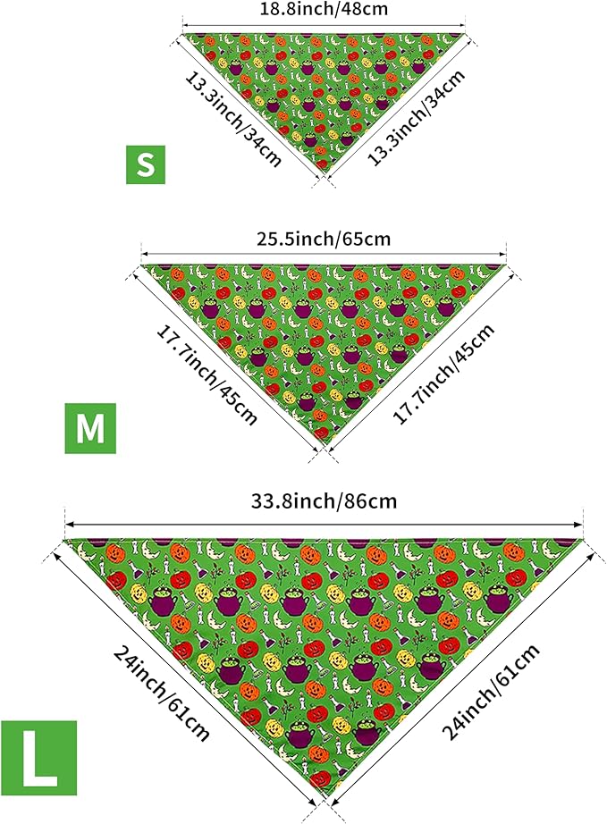 PET SHOW 50 Pack Halloween Big Dog Bandanas Bulk XL Washable Triangle Bibs for Medium Large Dogs Girl Boy Ghost Pumpkin Kerchief Set Pet Scarves Holiday Grooming Accessories