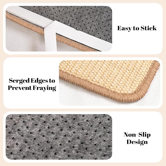 CHEERPALS Sisal Cat Scratcher Mat for Indoor Cats, 23.6 X 15.7 Inch Natural Sisal Fabric Scratching Pad Horizontal Scratch Rug with Sticky Tapes, Protect Couch, Wall and Carpets (White)