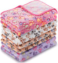 Tatuo 4 Pcs Dog Blanket for Pet Cat Blankets Indoor Puppy Teething Stuff Toys Paw Print Fleece Soft Blanket Sleep Mat for Guinea Pig Cage(White, Coffee, Pink, Purple,XX-Large(40 x 63 Inch),Square)