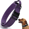 Tactical Dog Collar, Adjustable Military Training Nylon Dog Collar with Control Handle and Heavy Quick-Release Metal Buckle for Small Medium Large Dogs, Purple XL