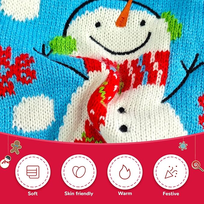 Pet Christmas Dog Sweaters Cute Animal Snowman Printed Puppy Xmas Costumes Winter Warm Turtleneck Jumpers Puppy Knitted Clothes Cat Outfits (XXL, Blue Snowman)