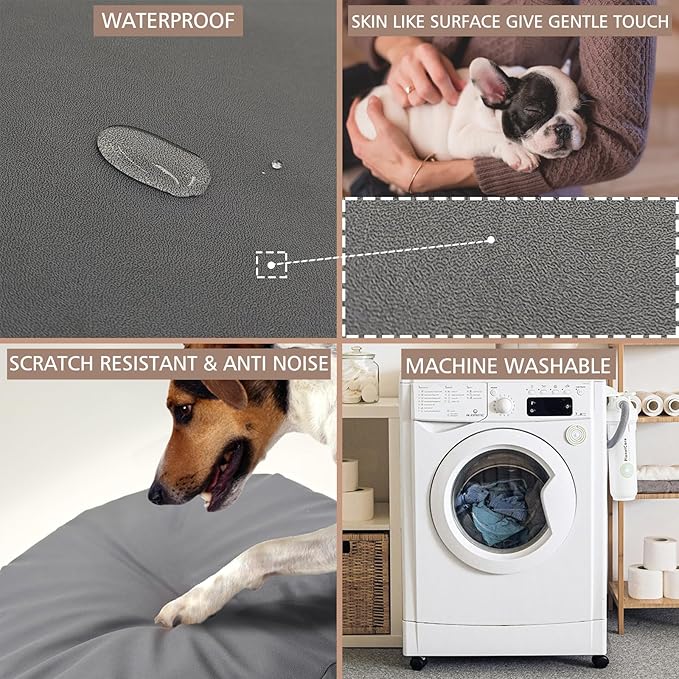 Dog Bed Cover Waterproof Replacement Machine Washable Covers for Dog Bed Heavy Duty Scratch Resistant Mattress Protector Pet Bed 44x32 Inch Grey Cover Only