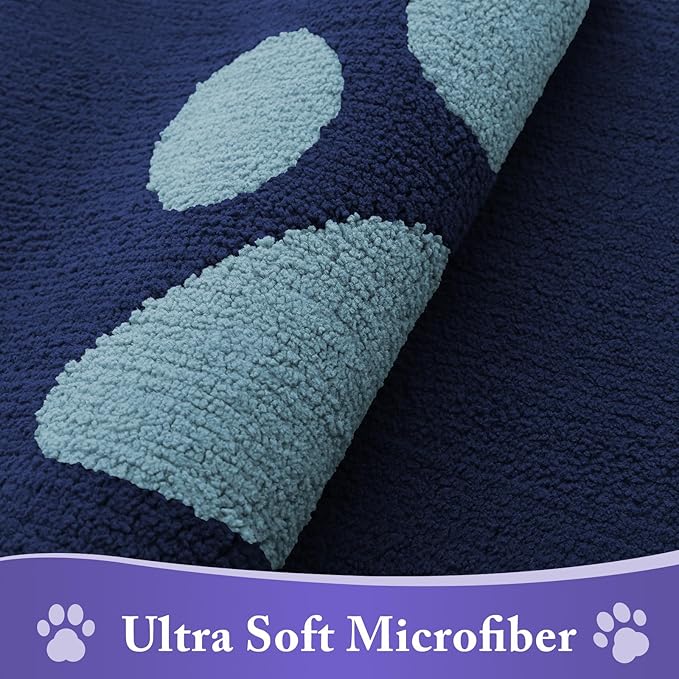 Buganda Dog Door Mat for Muddy Paws, Absorbent Dirt Trapper Non Slip Indoor Doormats, Washable Low-Profile Mat for Mud Dogs, Entryway Carpet for Inside Floor (36x24 Inches, Dark Blue)