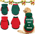 Custom Dog Hoodie, Personalized Sweatshirt with Photo Text Name Logo, Customized Hooded Sweater for Small Medium Large Dogs & Cats (Green + Red Border, Small)