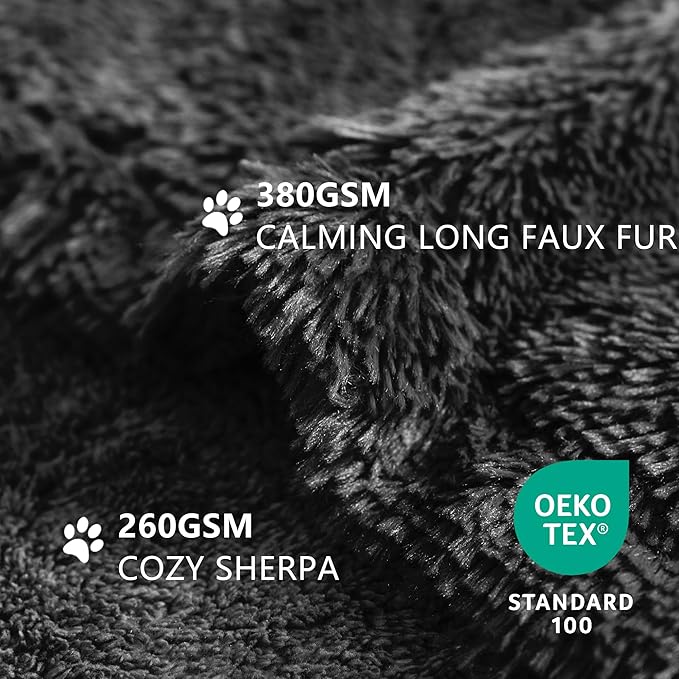 gogobunny Waterproof Dog Blanket for Couch & Furniture Protection - Super Soft Reversible Throw for Large Dogs & Cats, Calming Washable Fur & Sherpa Pet Blanket (60x80 Inch, Black)